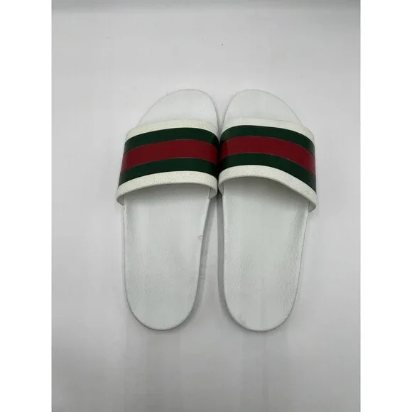 Men’s Gucci Pursuit Web White rubber slides Size 11
